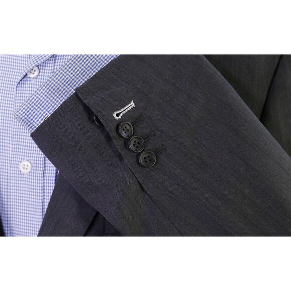 Sebastien Grey Custom Tailored Gray Herringbone 2-Btn Wool Blazer Jacket 44R - Picture 6 of 11